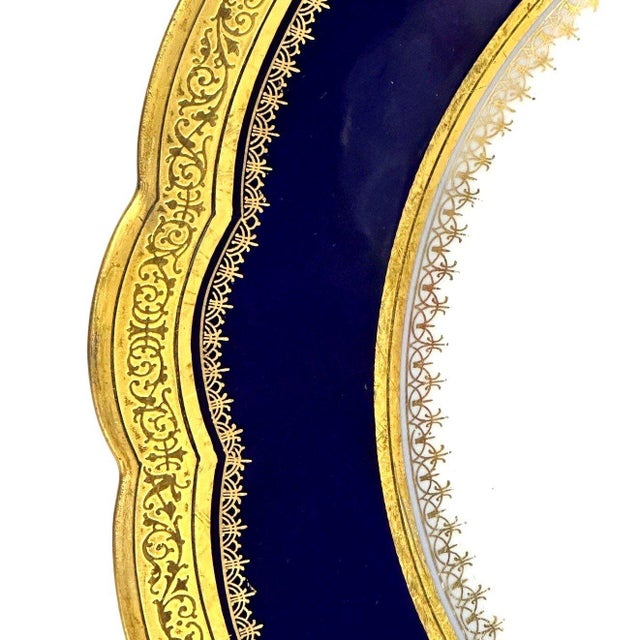 Antique Sevres 1848 Chateau Des Tuileries Cobalt Gilt Armorial Cabinet Plate For Sale - Image 10 of 12