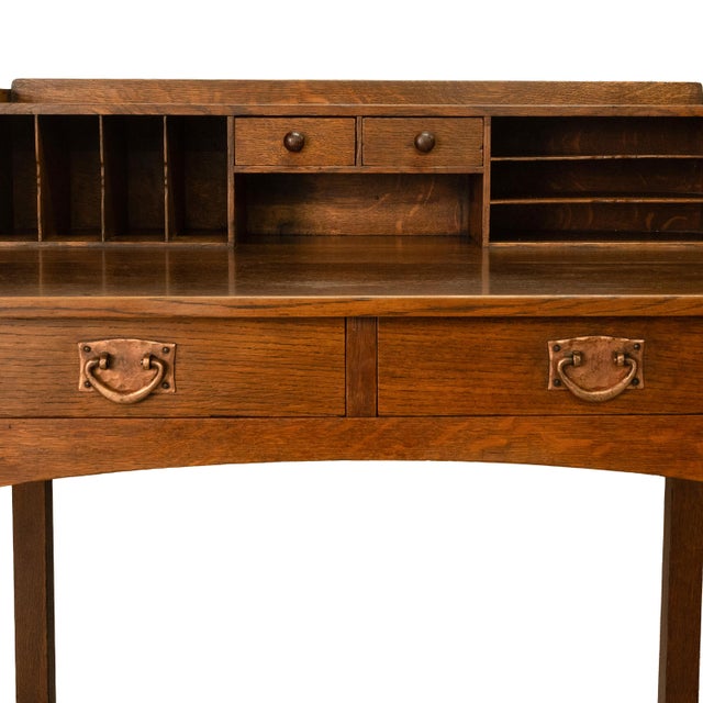 Antique American Arts & Crafts Mission Oak Gustav Stickley Postcard Desk 1905 For Sale - Image 10 of 12