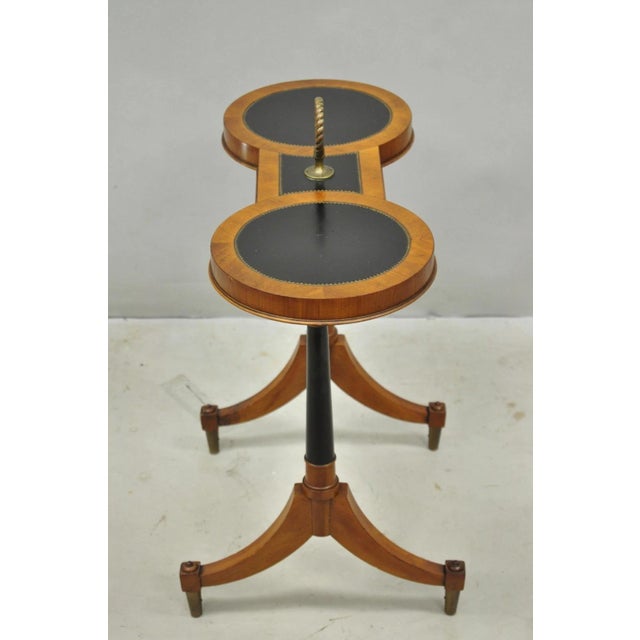 Traditional Vintage Weiman Heiroom French Empire Regency Style Black Leather Top Side Table For Sale - Image 3 of 17