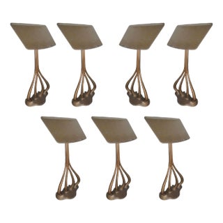 French Art Nouveau Cast Aluminum Music Book Stands in Gaudi Style, Set of 7 For Sale