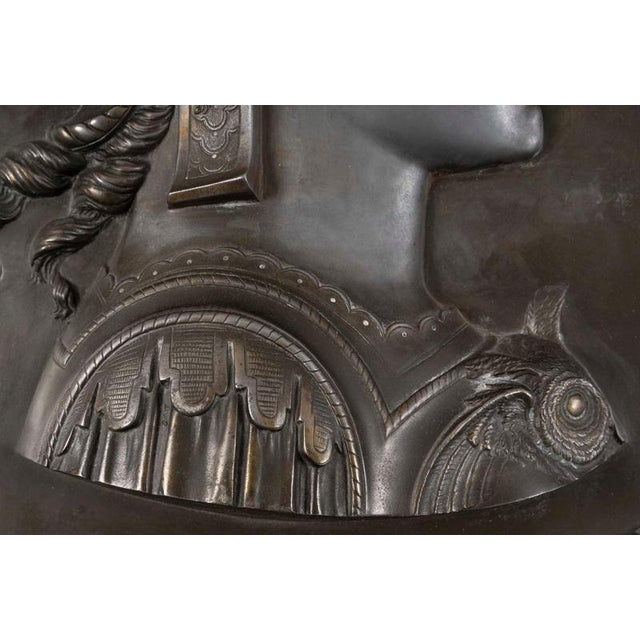 Metal Patinated Metal Bas-Reliefs on Wooden Display Stand, 1800s, Set of 2 For Sale - Image 7 of 11