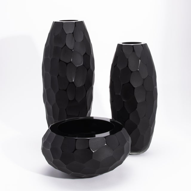 Glass Hand-Blown Modern Murano Bowl in Black Large For Sale - Image 7 of 7