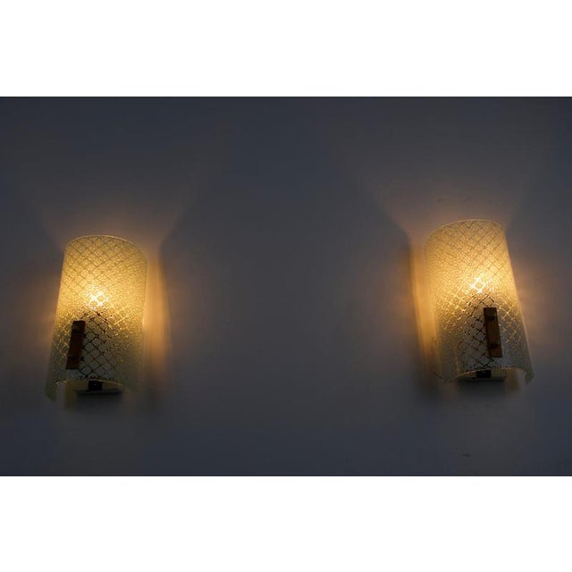 Vintage Glass Wall Lamps, Germany, 1960s, Set of 2 For Sale - Image 3 of 9
