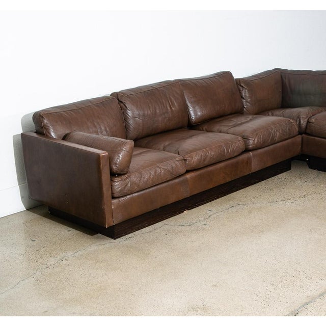 1960s 1960s Mid Century Danish Modern Sofa Sectional Attributed to Georg Brown Thams Brown Leather Couch L For Sale - Image 5 of 10