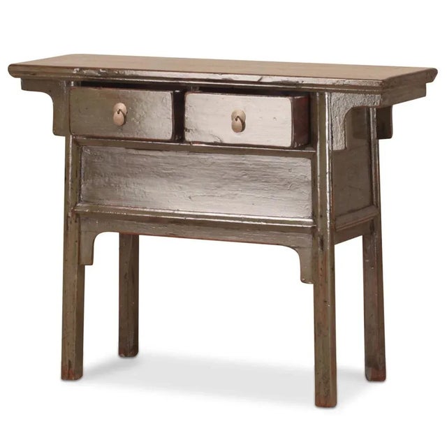 Grey Lacquer Two Drawer Side Table, 1920s For Sale - Image 3 of 6