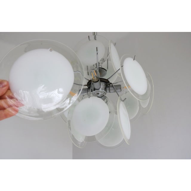 Vintage Italian Murano Glass Disc Chandelier attributed to Gino Vistosi, 1970s For Sale - Image 13 of 16