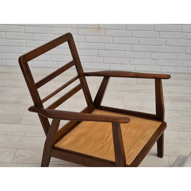 Danish Armchair in White Furniture Fabric & Beech, 1960s For Sale - Image 17 of 18