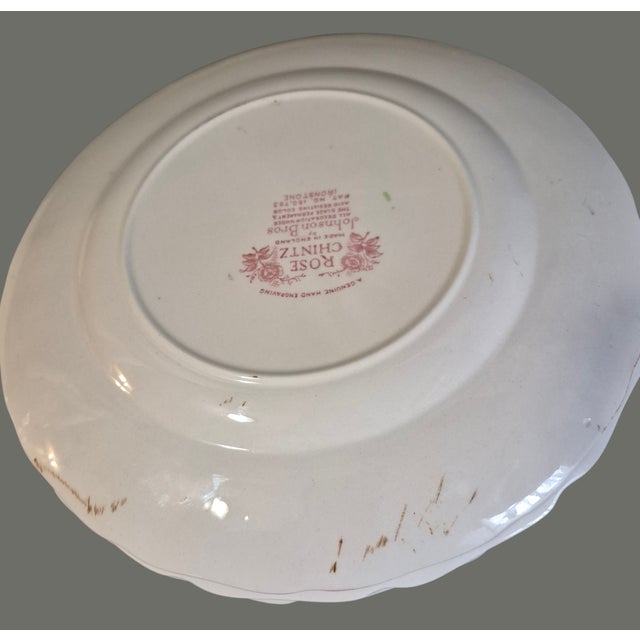 Vintage Set of 4 Early Rose Chintz Johnson Bros. Ironstone England Dinner Plates For Sale - Image 9 of 11