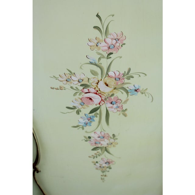 Wood Venetian Baroque Green Lacquered Hand-Painted Floral Three-Door Wardrobe, 1950s For Sale - Image 7 of 17