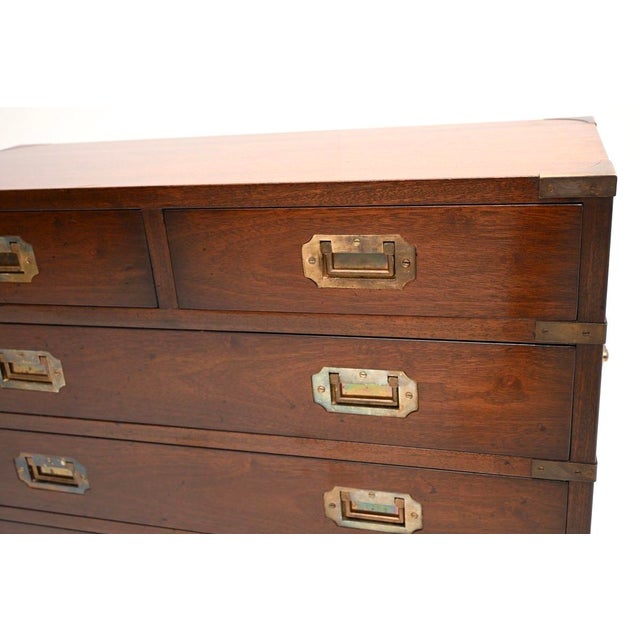 Brown Antique Military Campaign Chest of Drawers, 1930 For Sale - Image 8 of 11