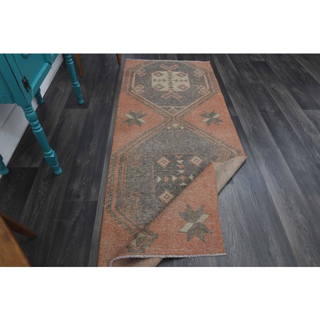 1970s Vintage Handmade Wool Cotton Terracotta Runner Rug For Sale - Image 10 of 11