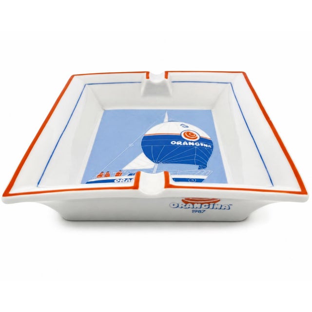 Ceramic Vintage Orangina Nautical Sailboat Porcelain Ashtray Catchall Dish For Sale - Image 7 of 11