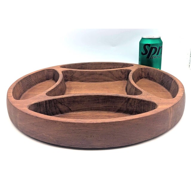 Wood 1980s Jens Quistgaard Dansk Teak Wood Partitioned Snack Bowl For Sale - Image 7 of 10