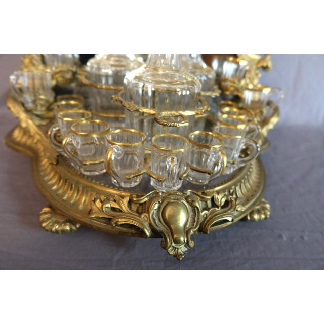 Gilt Bronze and Crystal Liquor Cabinet, 19th Century, Set of 19 For Sale - Image 5 of 12
