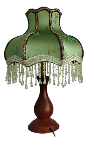 Bamboo Pattern Green Satin Crystal Table Lamp