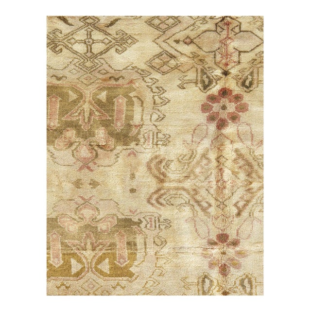 Traditional 2020s Ivory Fine Hand Knotted Oushak Rug For Sale - Image 3 of 4