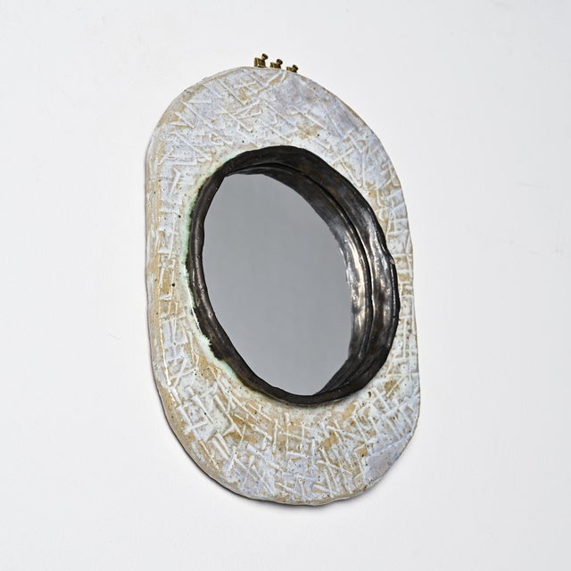 Ceramic Ceramic Mirror by Jean-Pierre Viot, France, 1970 For Sale - Image 7 of 9
