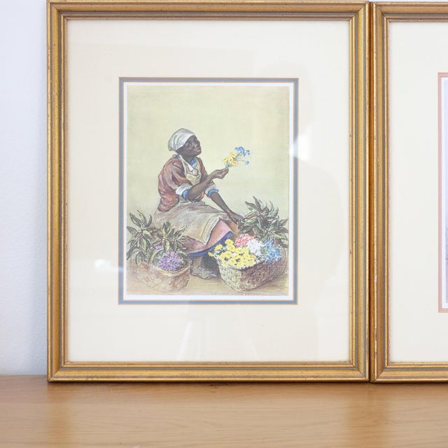 Well-known Charleston artist, Elizabeth O'Neill Verner prints. These are set in gold wooden frames. A lovely pair! In good...