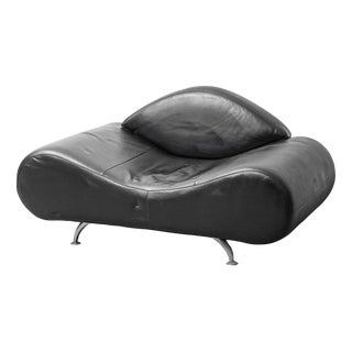 Modern Style Chair in Black Leather, 1990s For Sale