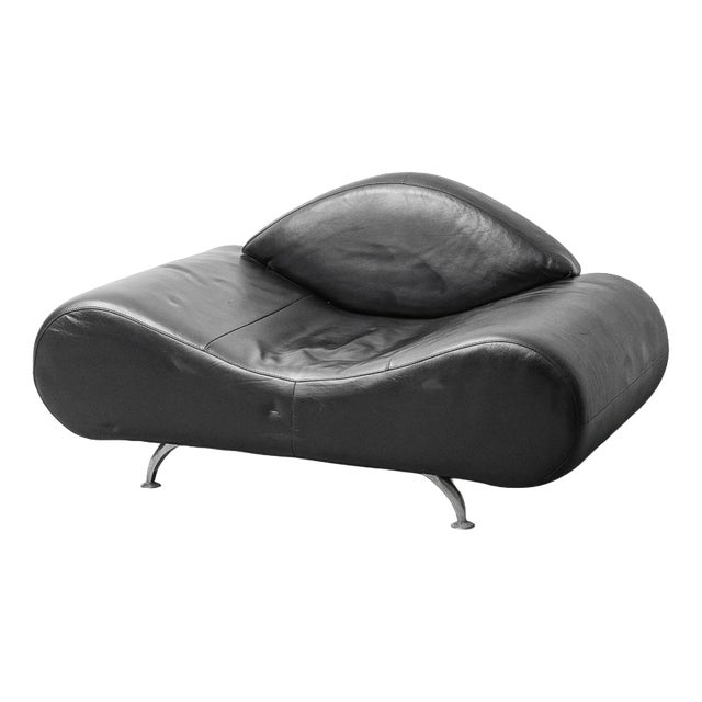 Modern Style Chair in Black Leather, 1990s For Sale