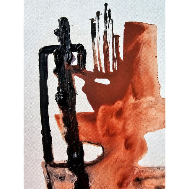 16.5" by 20.5" Abstract Figurative Primitivist Original Painting For Sale - Image 4 of 6