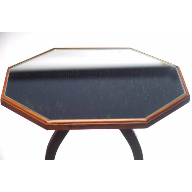 Pair of 1900's English Octagonal Tables with Mirrored Tops 35"H 16"w 13"d