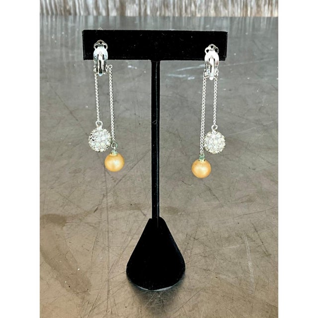 Vintage Pearl Drop Clip on Earrings For Sale - Image 11 of 12
