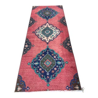 Vintage Turkish Handknotted Oushak Runner 34x85, 1960's For Sale