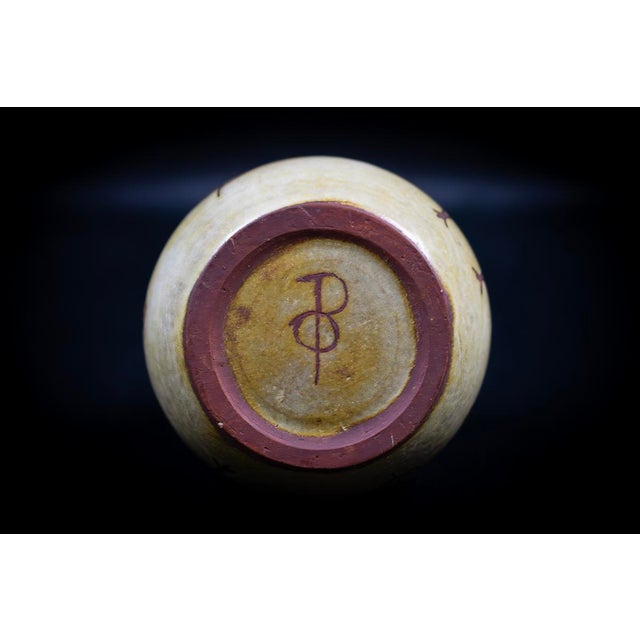 Mid-Century French Soliflore Vase in Glazed Ceramic with Incised Decoration of Stylized Birds by Olivier Pettit, France, 1950-1960 For Sale - Image 12 of 13