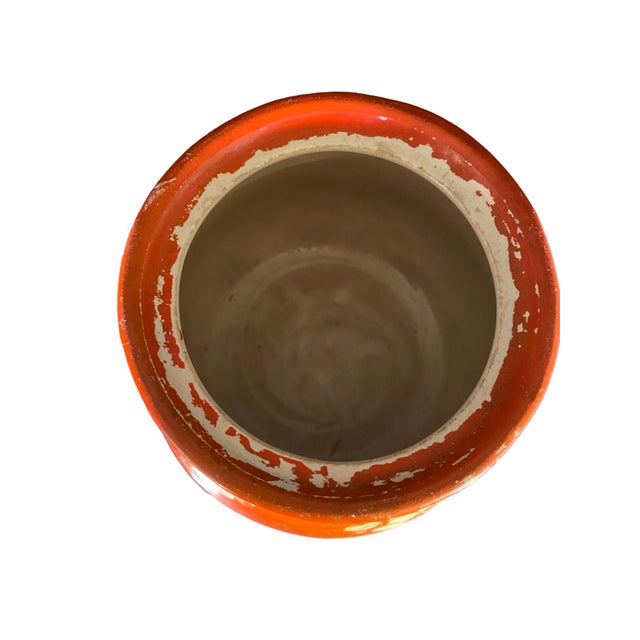 Vintage Ransburg Hand-Painted Orange Pottery Cookie Jar, 1930s Americana For Sale - Image 4 of 6