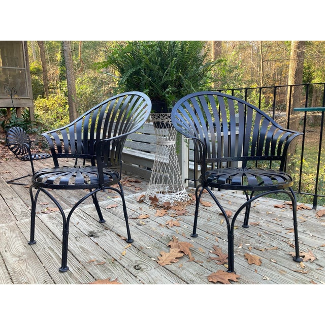 Mid 20th Century Francois Carre Fan Back Garden Chairs - A Pair, Attributed For Sale - Image 9 of 11