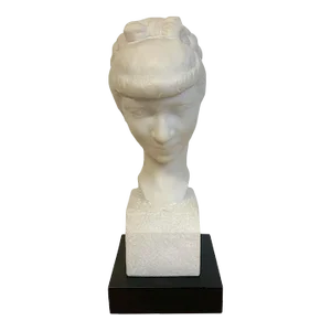 Mid 20th Century French Modern Marble Portrait Bust of a Lady, by L. Cordonnier, 1951