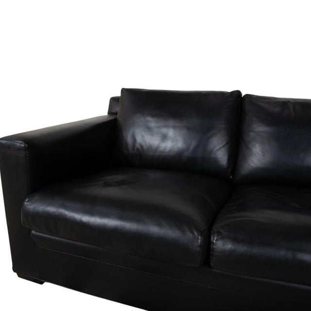Leather Three-Seater Black Sofa from Minotti For Sale - Image 5 of 12