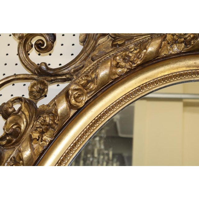 Large Mid 19th Century Gold Gilt American Philadelphia Floral Wall Mirror For Sale - Image 17 of 18