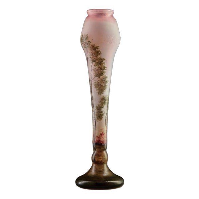 Art Nouveau Vase with Lacustrine Landscape by Jean Daum for Daum Nancy, 1900s For Sale