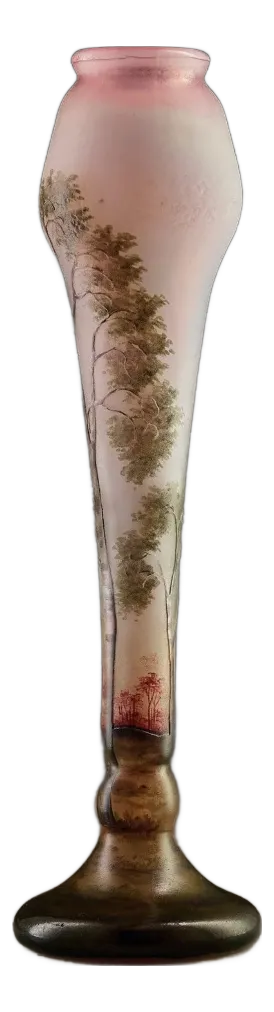 Art Nouveau Vase with Lacustrine Landscape by Jean Daum for Daum Nancy, 1900s