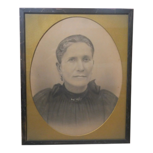 Early 20th Century Victorian Mourning Widow Framed Charcoal Portrait Drawing