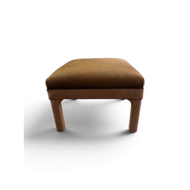 Mid 20th Century Vintage Sculptural Arched Leg Brown Velvet Ottoman - Mid-Century Modern Stool For Sale - Image 5 of 5