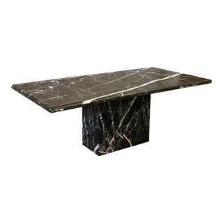 Vintage 1980s Postmodern Nero Marquina Marble Dining Table For Sale