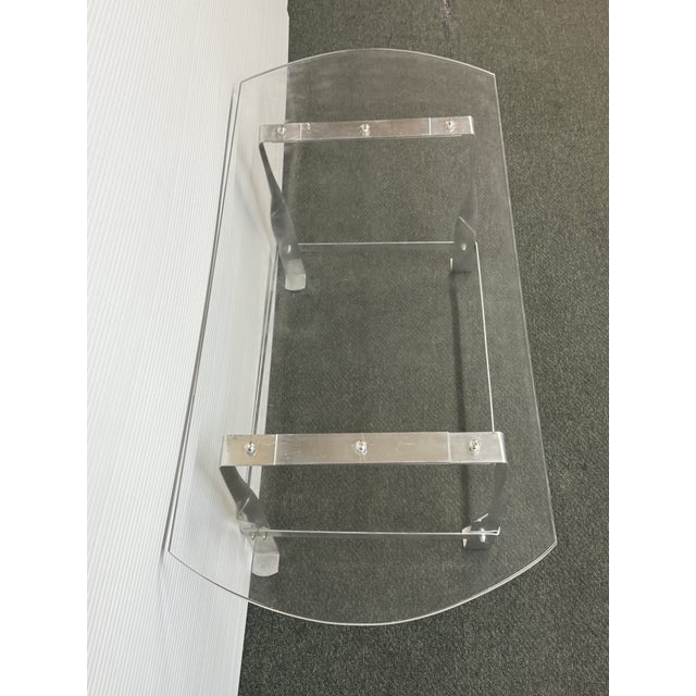 Late 20th Century Vintage Custom Design Acrylic + Metal Coffee Table For Sale - Image 5 of 12