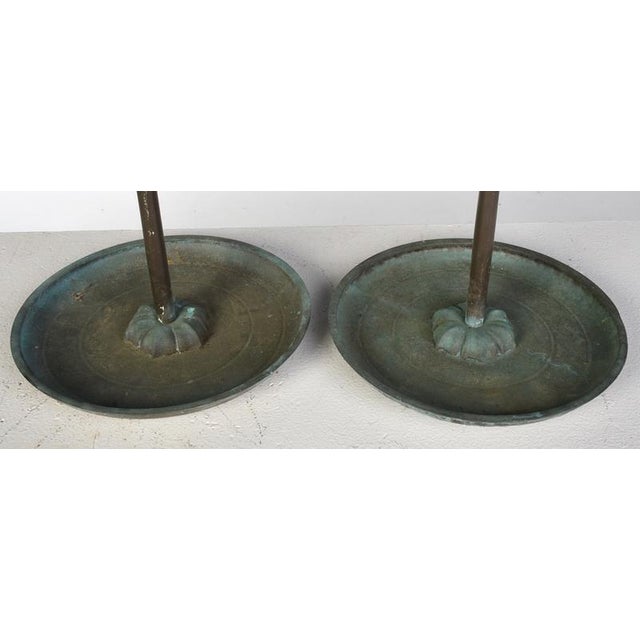 Bronze Japanese Bronze Metal Tall Candlesticks 19th Century Antique Vintage Tall For Sale - Image 8 of 9