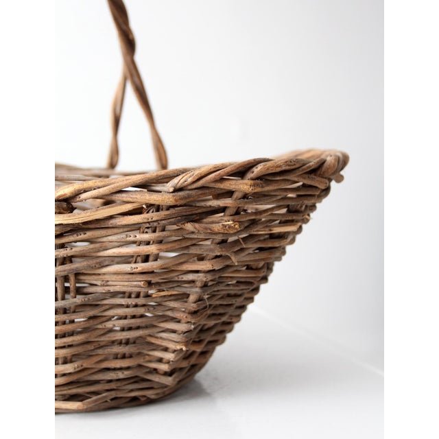 Vintage Wicker Gathering Basket For Sale - Image 12 of 14