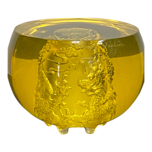 2000 Heinrich Wang Liuli Crystal Dragon Rooster Bowl