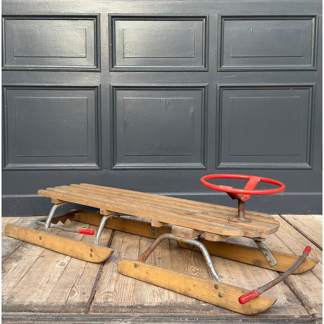 Wood Vintage Steering Sled, 1930s For Sale - Image 7 of 7