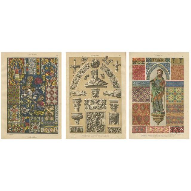 Stained Glass and Sculpture and Textile Motifs, 1887, Paper, Set of 3 For Sale - Image 11 of 11