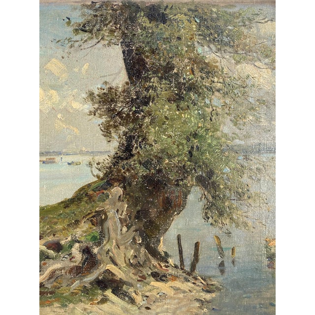 Wilhelm Frey, Netting Place on Lake Constance, 1909, Oil on Canvas For Sale - Image 4 of 14