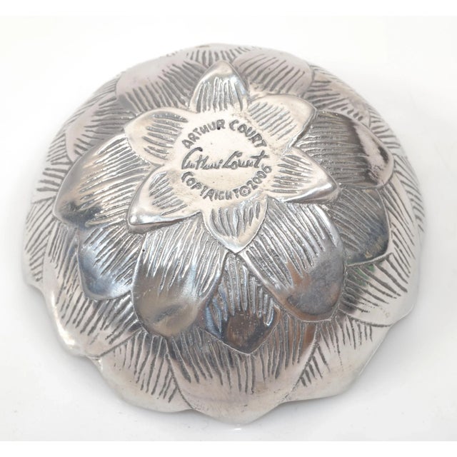 2000s Lotus Arthur Court Post Modern Cast Aluminum Repousse Round Bowl For Sale - Image 10 of 12