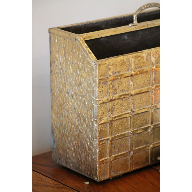 Wood Vintage Brass and Wood Magazine Rack For Sale - Image 7 of 10