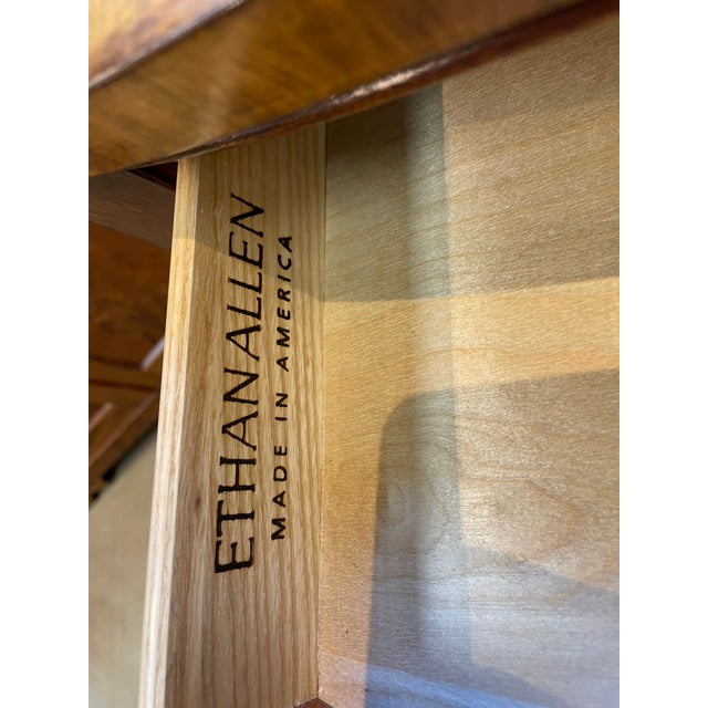 Ethan Allen Mahogany Drop-Leaf Side Table With Brass Pull and Inlay For Sale - Image 10 of 10