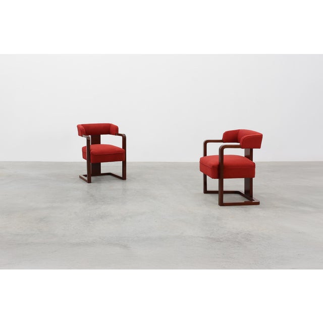 Red Art Deco Chairs, Belgium, 1920, Set of 2 For Sale - Image 3 of 11